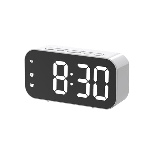 WEYIMVTO Reloj Despertador Digital LED con Modo de atenuación con detección de luz y repetición de Temperatura, Reloj Despertador Digital for mesita de Noche y Dormitorio.(White)