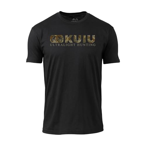 KUIU Valo Block Logo T-Shirt - Men's Lightweight Cotton-Poly Blend, Pre-Washed, Soft Crew Neck Tee – Charcoal