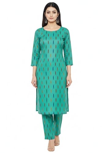 Image of Cotton Pochampally ikat unstitched blouse, Kurthi, long frock fabric material for women (1 meter, 2 meters & 3 meters)