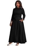 XNMHL Plus Size Dresses for Curvy Women Maxi Dress 3/4 Sleeve with Pockets