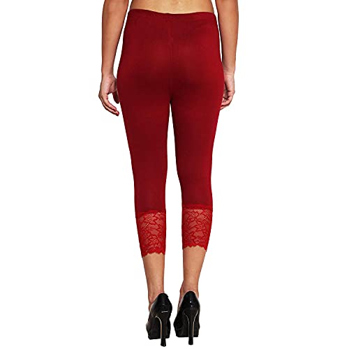 Image of Snowball Lace Capri Leggings for Women | PlusSize Stylish Net Capri for Girls