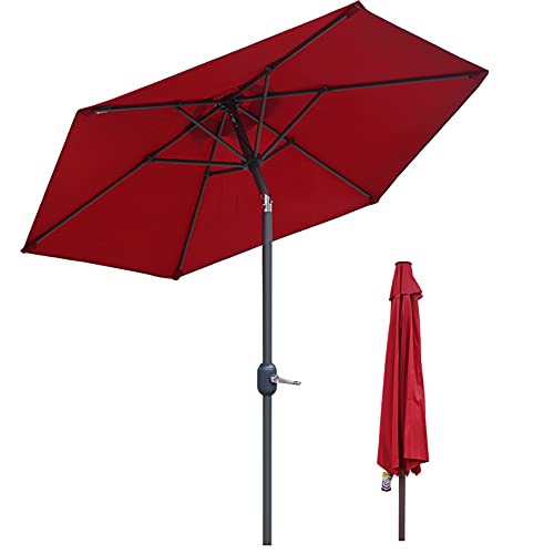 Parasol de jardin rouge de 2,5 m pour ombrager vos repas de famille en extérieur