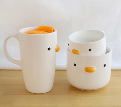 Taza de café con tapa PURROOM de cerámica blanca 580 ml miniatura 6