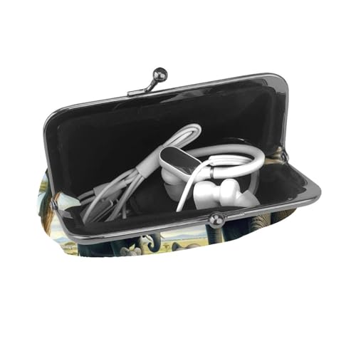 Pu Leather Buckle Coin Purse Elephants-In-Africa Girls Kiss-Lock Change Purse Wallets4