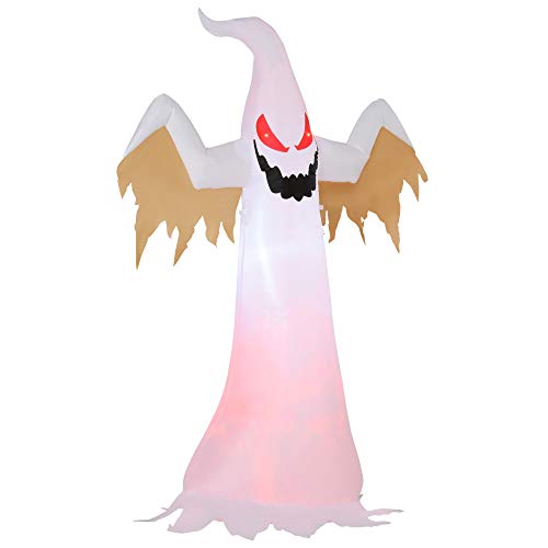 HOMCOM Halloween Inflatable Model Ghost Decoration Flashing Eyes Inner LED Lights 2.4M