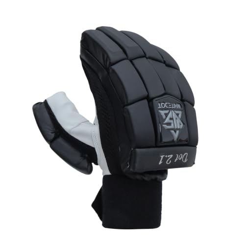 Image of WHITEDOT Sports Dot 2.1 Cricket Batting Gloves||Suitable for Boys|Small Left Hand||Black |Perfect for Young Cricketers, Lightweight and Durable Design for Optimal Performance | Leather