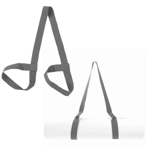 Beufee 2PCS Yoga Mat Strap, Yoga Mat Carrier Adjustable Fitness Mat Holder Portable Carrier Belt Sports Gym for Carrying Large Mats (Gray)