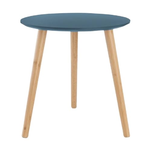 Image of End Table Wooden Side Table Foldable Round Shaped Side Table /Tea Coffee Breakfast Table Modern Living Room,or Apartments (Blue Natural)