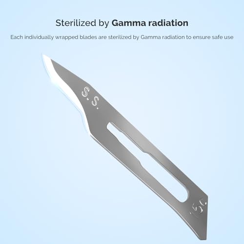 Image of JMU 100 Pcs Sterile Surgical Blades #15C, Disposable Stainless Steel Scalpel Blades, Individually Foil Wrapped