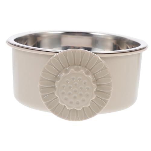 SEWACC ペット用ぶら下げ不?鋼ボウル 中型 灰色 犬猫対応 食品衛生的 耐熱性 な給水器 ケージ取り付け式 容易に掃除可能