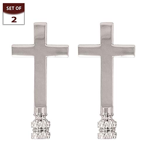 Image of Royal Designs, Inc. Cross Lamp Finial, Large Chrome, Decorative Replacement Finial for Table or Floor Lamps, Set of 2