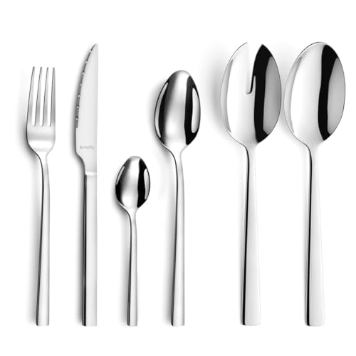 AMEFA - Ménagère 50 couverts de table pour 12 personnes - Caractère - Acier inoxydable 18/0, Finition Brillante