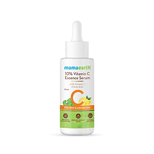 Mamaearth 10% Vitamin C Essence Serum with Vitamin C and Gotu Kola for Skin Illumination – 30 ml | Fights Free Radical Damage | Gives Even Skin Tone