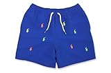 POLO RALPH LAUREN Kids Boys All Over Embroidery Swim Trunks Shorts, (US, Age, 6 Years, Royal Blue/Neon)