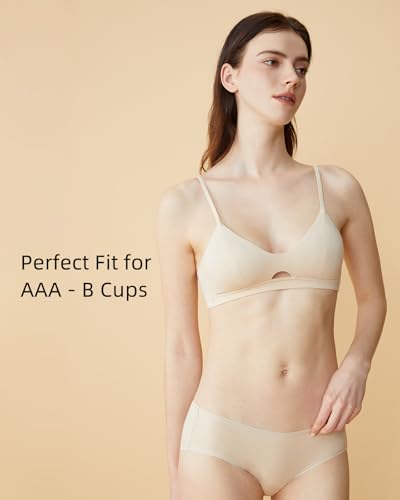 Image of Organic Pima Cotton Bra Wireless Padded Bralette Breathable Comfortable Bras for Women Everyday Triangle Bralette
