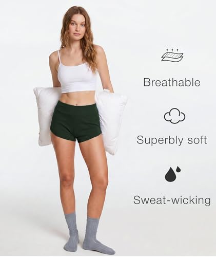 Image of LazyCozy Bamboo Viscose Sleep Shorts for Women, Soft Dolphin Lounge Shorts | Comfy Y2K Micro Mini Pajama Shorts, Lightweight Booty Shorts, Summer Pj Shorts, Knit Workout Shorts