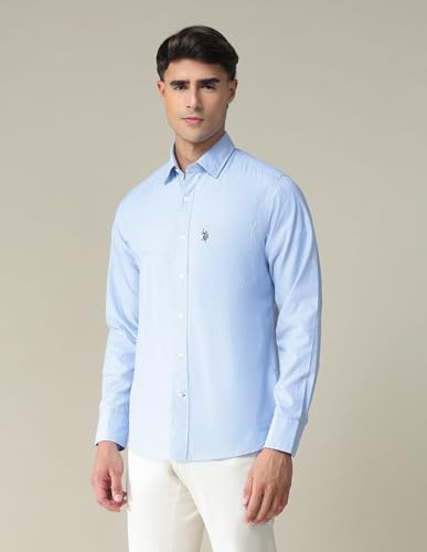 Image of U.S. POLO ASSN. Textured Shirts for Men - 100% Cotton, Full Sleeve Mens Casual Shirts