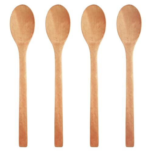 Lot De 4 Cuillères En Bois Ovales De 23,5 Cm, Robustes Et Ergonomiques, Idéales Pour Cuisiner, Remuer, Mélanger Et Préparer Tous Types De Plats, Compatibles Avec Tous Les Types De Casseroles Et Poêles