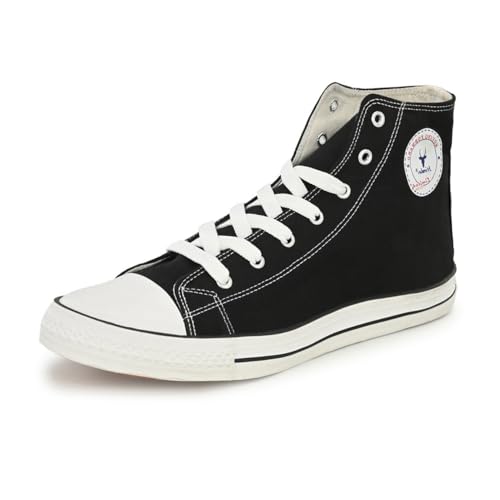 Image of Hirolas Men's Vulcanized Canvas Rubber Toe High Ankle Skateboard Sneakers Shoes.