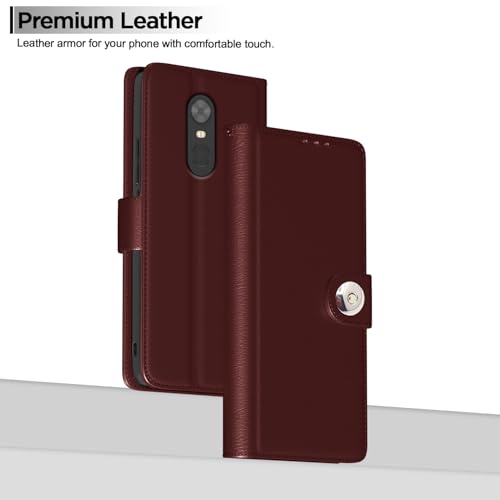 Image of Pikkme Flip Cover Leather Finish | Inside TPU with Card Pockets | Wallet Stand and Shock Proof | Complete Protection Button Flip Case for Redmi Note 5 (Brown)