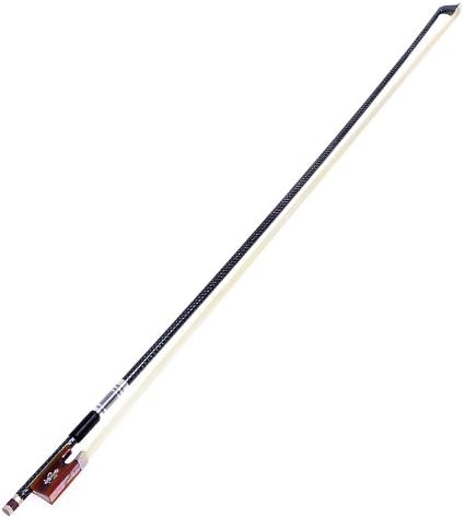 Kmise Violin Bow 4/4, Black Full Size Carbon Fiber Reticulate Bows for Fiddle with Mongolian Horse Hair OX Horn Frog Silver Wire Winding for Beginners and Advanced Players