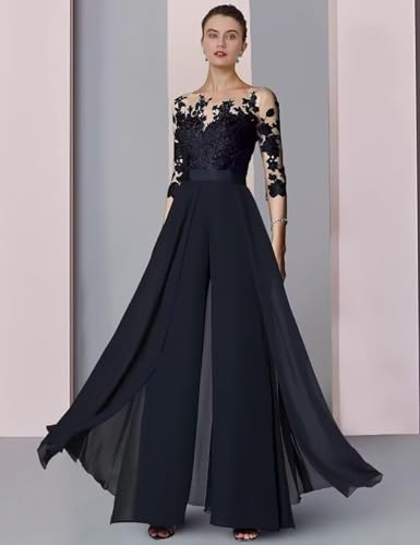 Long Sleeve Mother of The Bride Pant Suits for Wedding Sequins Lace Formal Outfits for Women Jumpsuits4