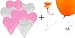 Produktbild 100 Herz Luftballons Ø 30 cm Farbe frei wählbar Herzballons Helium Luftballon + 100 Helium Schnellverschlüsse (Rosa/Weiß)