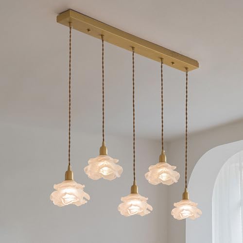 Lustre vintage en verre à 3 lampes suspendues pour éclairage de plafond