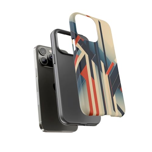 Coque rigide mate iPhone 14 Pro Max protection géométrique orange bleu - 3