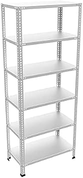 6 Katlı Galvaniz Çelik Raf - Depo, Arşiv, Kiler, Dosya, Market Rafı 31x60 cm 175 cm 0.70 mm