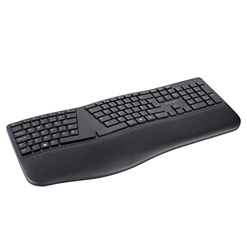 Kensington Pro Fit Ergo Wireless Keyboard, QWERTY keyboard layout, Dual 2.4 GHz and Bluetooth 4.2 technology, Compatible with Chrome OS, macOS and Windows, K75401UK,Black