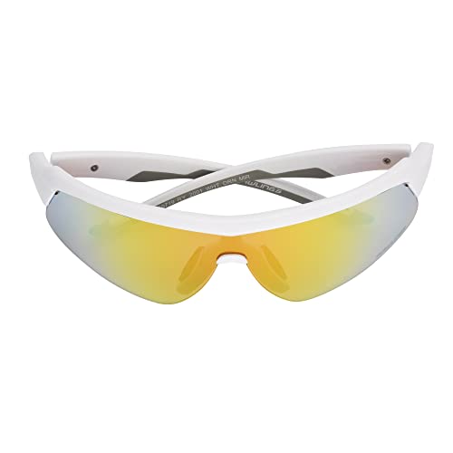 Image of Rawlings Game Youth Baseball Sunglasses, Shiny White /Orange Mirror, 64mm