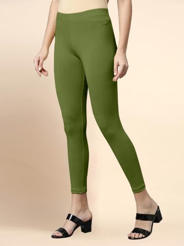 Image of TRENDMALLS Women's Microfiber Elastane Stretch Soft Cropped Leggings with Ultrasoft Waistband for Women
