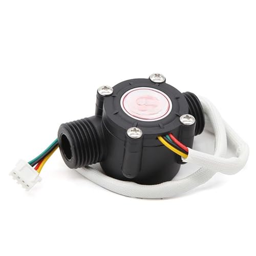 Sensor de flujo de agua efecto Hall medidor de caudal G1/2 con sensor de temperatura de 4 cables 6