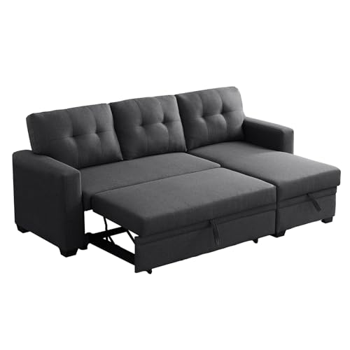 Consejos para Comprar Sofa Cama en L los más solicitados. 46 Yafylly - Sofá Cama con Forma de L con Almacenamiento, sofá seccional Grande de tamaño matrimonial, sillón reclinable para Sala de Estar, Departamento, recámara, Oficina