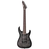 ESP 7 String LTD Deluxe M-1007 Electric Guitar, See Thru Black Sunburst Satin, Right, (LM1007QMSTBLKSBS)