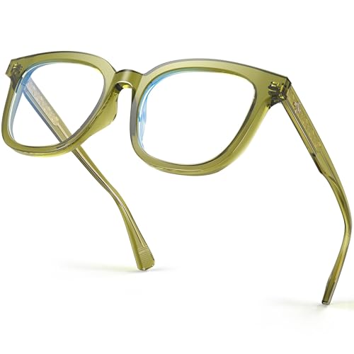 Image of VISOONE Square TR90 Lightweight Anti Glare UV400 Gaming Computer Glasses | 99% Digital Screen Filter Non-Prescription Clear Lens Oversized Frame Trendy Fashion Blue Light Blocking Women Men NOE