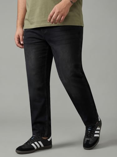 Image of Urbano Plus Men's Relaxed Fit Washed Denim Jeans Non-Stretchable