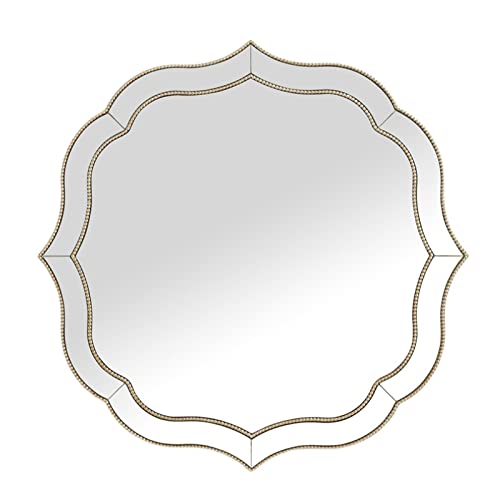 Espejo de baño montado en la pared de forma especial retro nostálgico espejo de arte americano HD espejo de maquillaje dormitorio espejo decorativo a prueba de explosiones (diámetro 80/90 cm) Cover