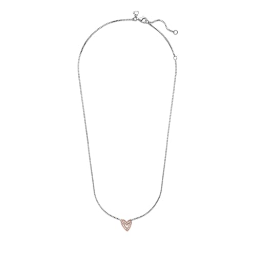 Pandora Sparkling Freehand Heart Necklace - Adjustable Necklace with Lobster Clasp - Great Gift for Her - Sterling Silver, 14k Rose Gold & Cubic Zirconia - 17.7"3