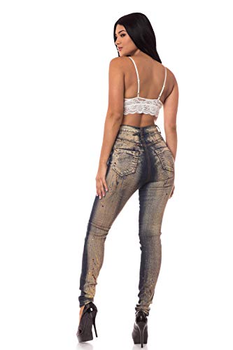 Aphrodite Washed Skinny Jeans for Women - High Waisted Printed Painted Embellished Stretch Skinny Fit Slim Denim Pants3
