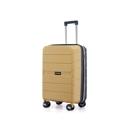Image of Provogue Cascade Hard-Sided PP 75 Cm Trolley Bag Large Size | Expandable Space with 8 Wheels Trolley Bags for Travel | Combination Lock | 5 Year Warranty (Golden Yellow /Blue Berry)