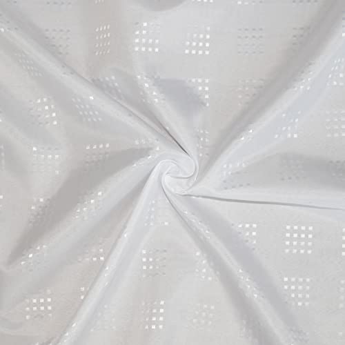 YISURE White No Hook Extra Long Textured Shower Curtain 180x200cm, Square White, W 70.9" x L 78.7" (1 Panels) - Image 4