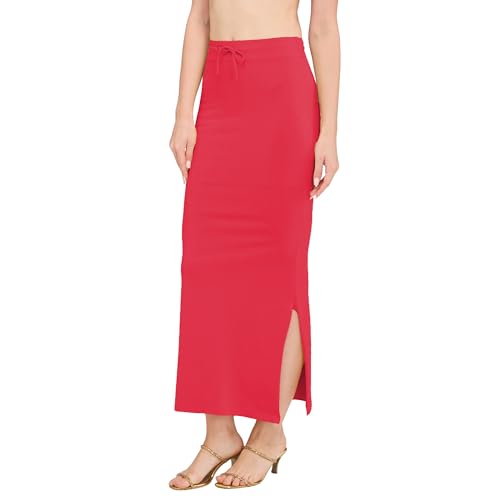 Image of DESI GIRL Cotton Lycra Stretchable Saree Shapewear Petticoat with Drawstring for Women | Fishcut Saree Petticoat with Side Slit for Easy Movement | Saree Shaper | Long inskirt