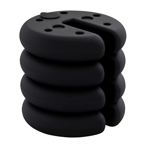 Outsunny Lot de 4 lestages pour parasols Dalles de Parasol Rond pour tonnelle Barnum Tente à remplir avec 20 kg d'eau / 16 kg de Sable dim. Ø 25 x 6H cm HDPE...