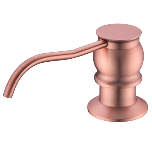 Image of Brass Kitchen Soap Dispenser, Red Copper in Sink Liquid Dish Soap Dispenser with High Capacity 500ML (17oz) ABS Bottle, Under Sink Hand Metal Dispenser Pump