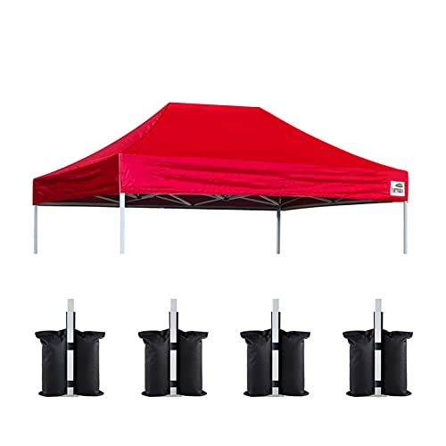 Image of Eurmax USA 8x12 Pop Up Canopy Replacement Top,Universal Instant Canopy Cover ONLY,Heavy Duty UPF 50+ UV Protection,Water & Wind Resistant Tarp,30+ Colors Available,Bonus 4 Sand Bags(Red)