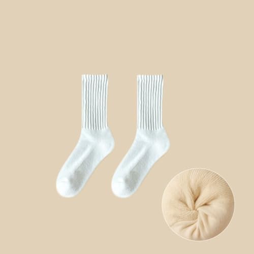 Casual Elastic Cotton Loose Crochet Solid Color Women Stockings Knitted Long Socks Cuffs Ruffles Socks Middle Tube Socks(white)