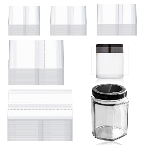 Mardatt 1250Pcs 5 Sizes PVC Heat Shrink Wrap Bands, Clear Heat Shrink Wrap Film Bottle Shrink Bands Perforated Shrink Seal Bands for Essential Oil Bottle Jars