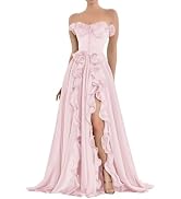 Xyiveaf Ruffles Chiffon Prom Dress Strapless Formal Evening Party Dresses 2024 Long Ball Gown A-L...